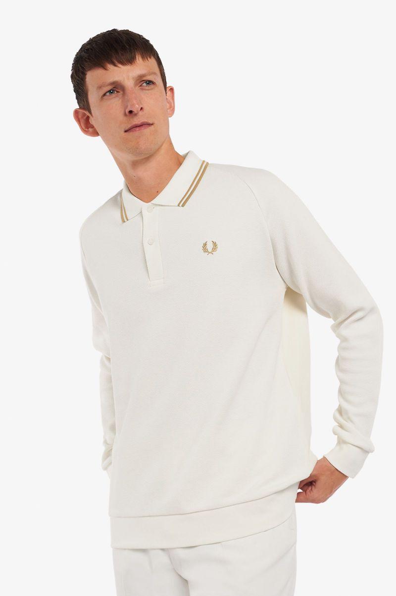 White Fred Perry Panel Polo Men\'s Shirts | PH 1517UZGT